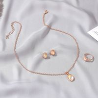 New Fashion Moonstone Opal Pendant Necklace Ring Earrings Set Bridal Jewelry main image 4
