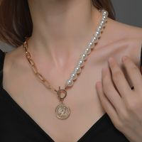 Collar De Perlas De Mujer Con Colgante De Moneda Retro main image 1
