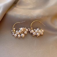 French S925 Silver Needle New Multi-layer Pearl C-shaped Earrings main image 4