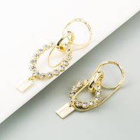 Fashion All-match Real Gold Plated S925 Silver Needle Alloy Inlaid Rhinestone Exaggerated Long Earrings main image 3