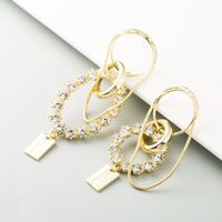 Fashion All-match Real Gold Plated S925 Silver Needle Alloy Inlaid Rhinestone Exaggerated Long Earrings main image 4