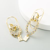 Fashion All-match Real Gold Plated S925 Silver Needle Alloy Inlaid Rhinestone Exaggerated Long Earrings main image 5