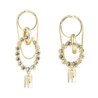 Fashion All-match Real Gold Plated S925 Silver Needle Alloy Inlaid Rhinestone Exaggerated Long Earrings main image 6