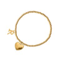 Trendy Wild Letter R Peach Heart Pendant Hand Ornament Titanium Steel Bracelet For Women main image 3