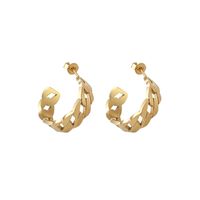 Woven Hollow Ring Metal Gold Chain Retro Korean Titanium Steel Earrings main image 3