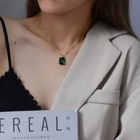 Retro Light Luxury All-match Peacock Emerald Gem Pendant Minimalist Titanium Steel Necklace main image 6