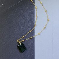 Retro Light Luxury All-match Peacock Emerald Gem Pendant Minimalist Titanium Steel Necklace main image 4