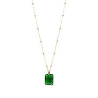 Collier En Acier Titane Minimaliste Avec Pendentif En Émeraude De Paon De Luxe Rétro Léger main image 3