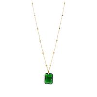 Retro Light Luxury All-match Peacock Emerald Gem Pendant Minimalist Titanium Steel Necklace main image 3