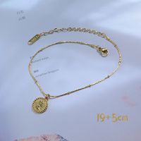 Cool Trendy Coin Pendant Slim Chain Titanium Steel Plated Anklet main image 4