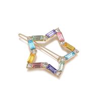 Heißer Verkauf Neue Legierung Eingelegte Farbe Diamant Seitenclip Einfache Fünfzackige Stern Haarspange main image 2