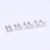 Fashion Geometric Inlaid Zircon Stainless Steel Ear Studs main image 3