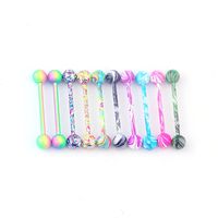 10 Colors Body Piercing Jewelry Stainless Steel Water Grain Paint Tongue Nails Breast Ring main image 1