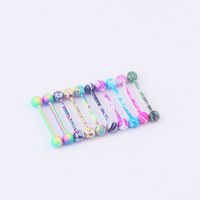 10 Colors Body Piercing Jewelry Stainless Steel Water Grain Paint Tongue Nails Breast Ring main image 5