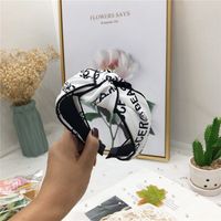 Korea New Simple Fashionable Alphabet Fabric Bilateral Hit Color Middle Knot Wide Side Hairband For Women main image 3
