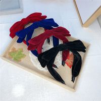 Korean New Flannel Autumn Double-layer Big Bow Broad-sided Non-slip Simple Headband For Women Wholesale main image 1