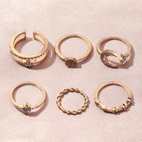 Wholesale Simple Diamond Star And Moon Geometric Rings Set sku image 1