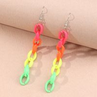 Simple Geometric Square Creative Colorful Resin Chain Long Earrings sku image 1