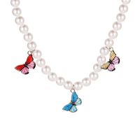 Perle Bunte Schmetterling Schlüsselbein Kette Einfache Kurze Damen Halskette sku image 1