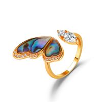 New Fantasy Seashell Wings Colorful Butterfly Micro-inlaid Zircon Copper Open Ring sku image 1