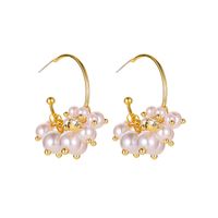 Boucles D&#39;oreilles En Forme De C En Forme De C Avec Perles En Argent S925 sku image 1