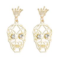 Neue Übertriebene Halloween Schädel Und Diamantkrone S925 Silbernadel Personalisierte Ohrringe sku image 1
