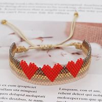 Rice Bead Woven Rainbow Gradient 3 Love Wide Bracelet For Women Wholesale sku image 3