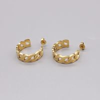 Woven Hollow Ring Metal Gold Chain Retro Korean Titanium Steel Earrings sku image 4