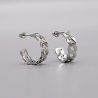 Woven Hollow Ring Metal Gold Chain Retro Korean Titanium Steel Earrings sku image 6