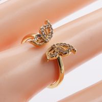 Fashion Butterfly Cross Open Zircon Copper Rings Wholesale sku image 1