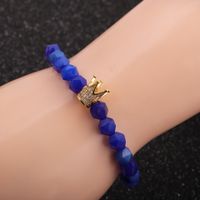 Fashion New Faceted Agate Stone Beaded Crown Copper Men's Gemstone Bracelet main image 1