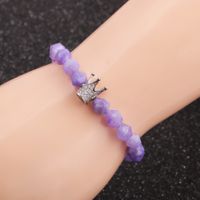 Fashion New Faceted Agate Stone Beaded Crown Copper Men's Gemstone Bracelet main image 4