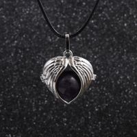 Korea Wax Rope Angel Wings Round Bead Pendant Necklace main image 4