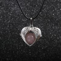 Collier Pendentif Perles Rondes Avec Ailes D&#39;ange En Corde De Cire De Corée main image 5