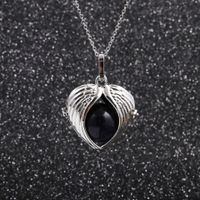Sweater Chain Stainless Steel Angel Wings Round Bead Pendant Necklace main image 4