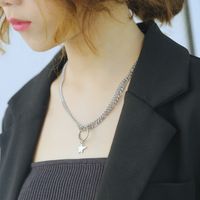 Hot-selling Classic Ring Five-pointed Star Double-layer Ladies Titanium Steel Necklace main image 1