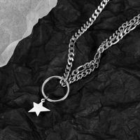 Hot-selling Classic Ring Five-pointed Star Double-layer Ladies Titanium Steel Necklace main image 3