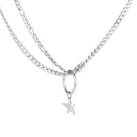 Hot-selling Classic Ring Five-pointed Star Double-layer Ladies Titanium Steel Necklace main image 6