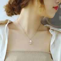 Korean Pearl Diamond Little Princess Angel Lady Necklace main image 6