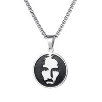 Hip-hop Round Brand Portrait Mask Titanium Steel Simple Pendant Necklace Retro Jewelry Wholesale main image 6