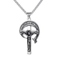 Classic Religious Jesus Cross Peace Dove Moon Titanium Steel Men's Necklace Wholesale main image 2