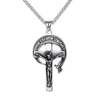 Collier Religieux Classique Jésus Croix Paix Colombe Lune Acier Titane Hommes En Gros main image 1