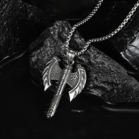 Viking Retro Battle Axe Pendant Men's Titanium Steel Necklace main image 4