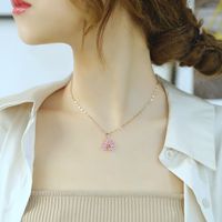 Korean Simple Fashion Zircon Flower Peacock Necklace main image 6