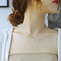 New Korean Shell Diamond Skirt Ladies Simple Necklace main image 6