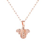 Creative Small Bee Inlaid Diamond Pendant Women All-match Necklace Wholesale sku image 1