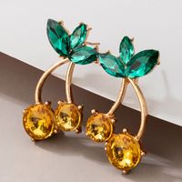 New Fruit Cherry Simple Rhinestone Mosaic Craft Earrings Hot-selling main image 5