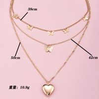 Butterfly Love Heart Pendant Multilayer Women's Necklace main image 6