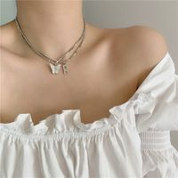 Butterfly And Red Flash Diamond Letter Pendant Clavicle Chain Women's Necklace main image 6