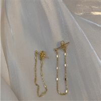 Korean Simple Ear Bone Clip Two-piece Metal Tassel Pearl  Earrings Set Wholesale main image 6